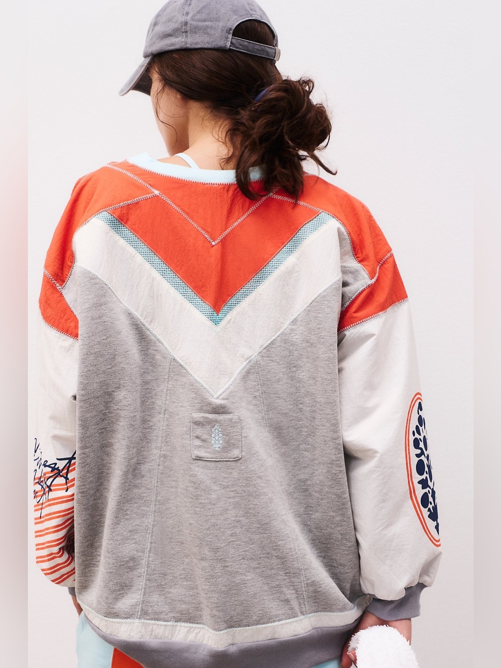 FP Movement by Free People Gray, Orange & Teal Colorblock Sweatshirt - Picture 2 of 16
